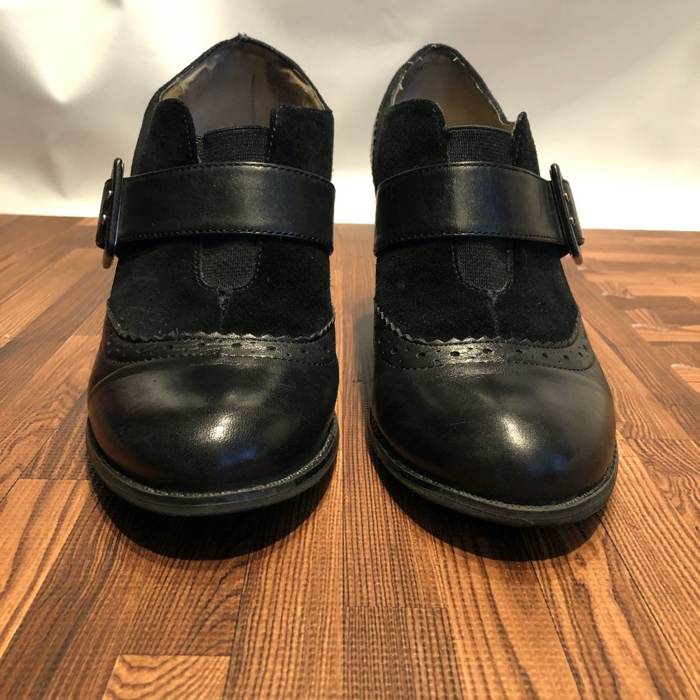 White Mountain Black Booties with Buckles Size 10M